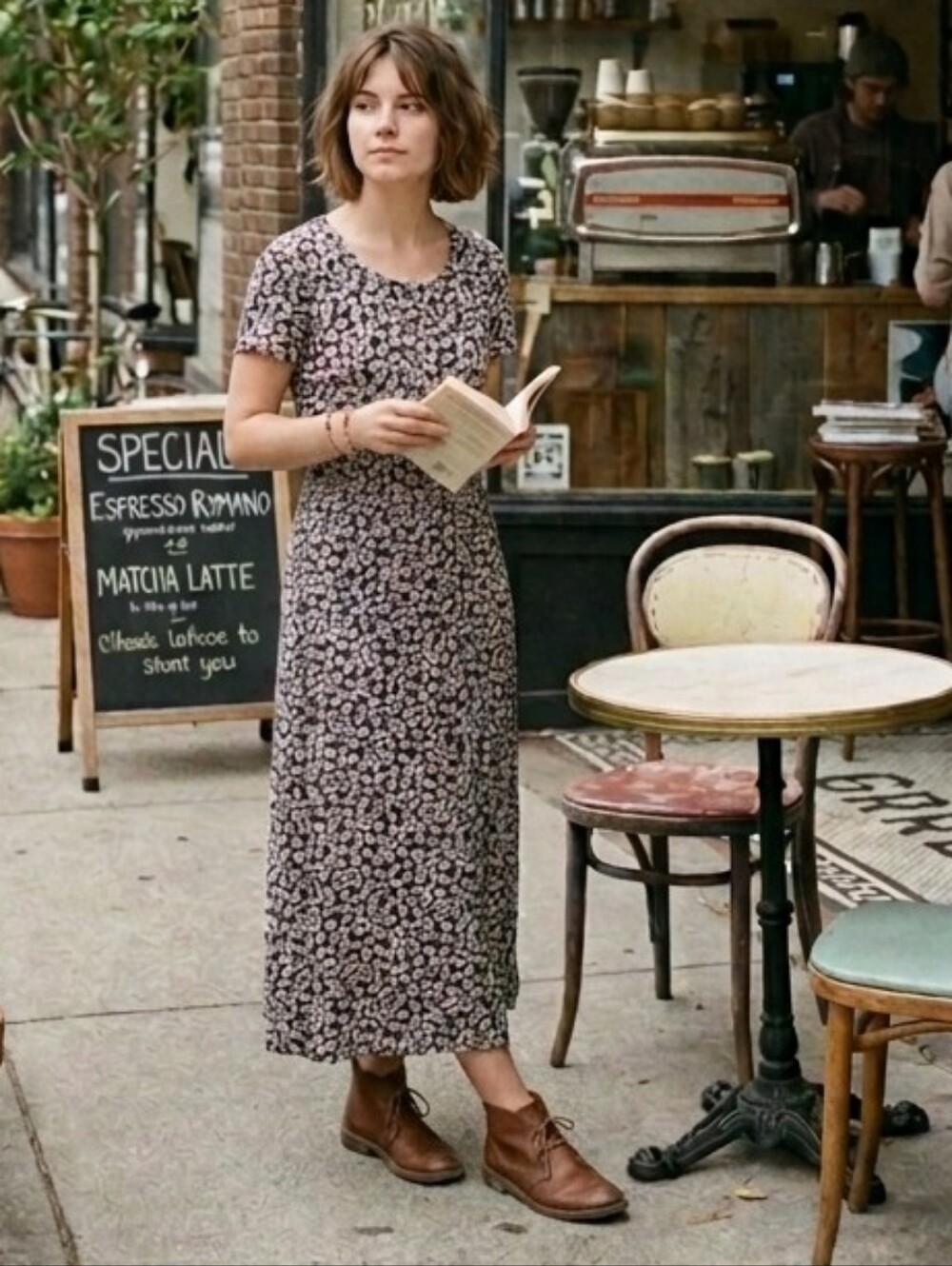 Vintage The Limited Black and White Floral Midi Dress